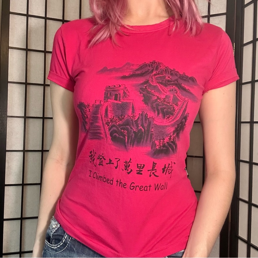 2000s Pink Graphic Baby-Tee